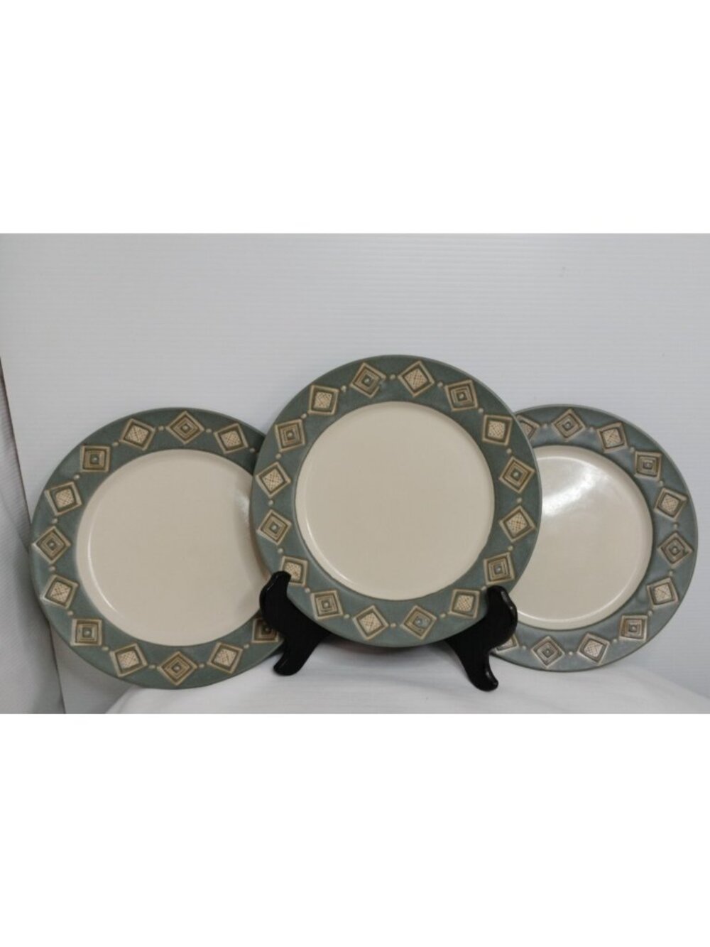 Vintage Pottery Barn Salad Plates Bongo Green 7 5/8" Lot Set Of 3